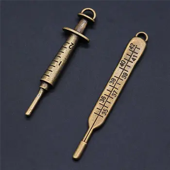 

Vintage 10pcs Medical Syringe Thermometer Charms Pendants For Bracelet Findings Jewelry Accessories
