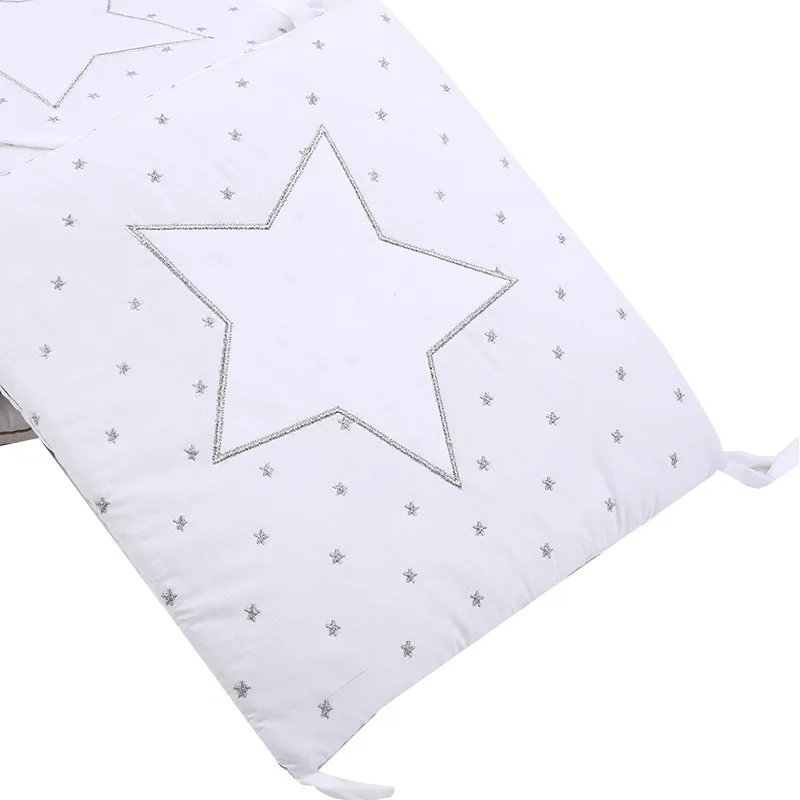 6 шт. детский бампер хлопок вышитые звезды новорожденный кровать объемный ребенок Подушка детская защита для кроватки Детская кроватка бампер декор комнаты