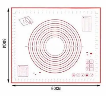 60*50 см силиконовый коврик для выпечки антипригарный коврик для раскатки теста большой кондитерский коврик разминающий набор инструментов для теста для лепки кухонные аксессуары - Цвет: red