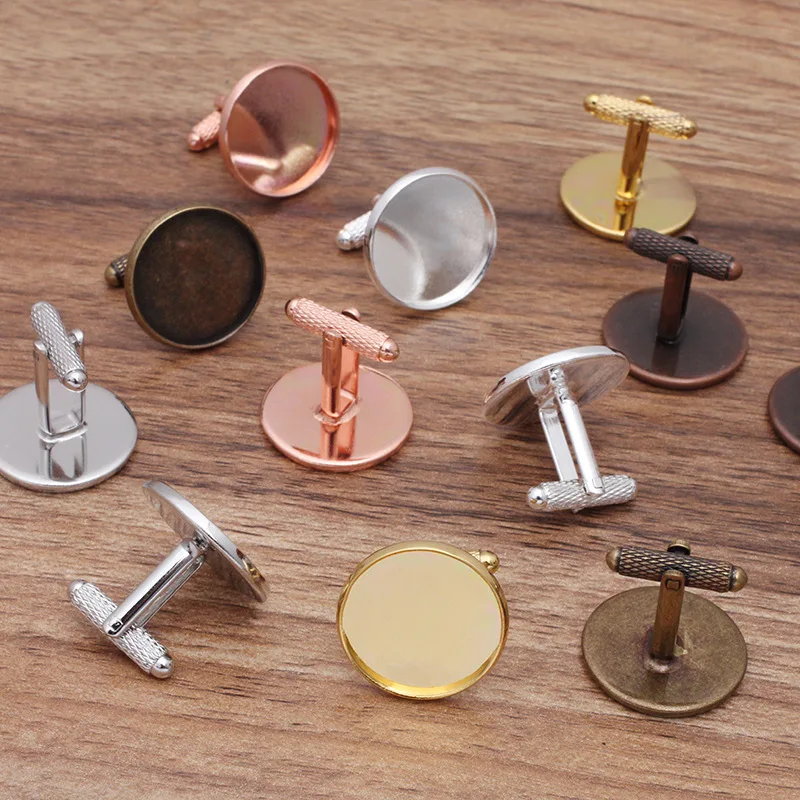

6PCS/lot 16/18MM Cufflink Settings Cabochon Base Glue Pad Cufflink Base for Cabochon Cameo DIY Cufflinks Finding