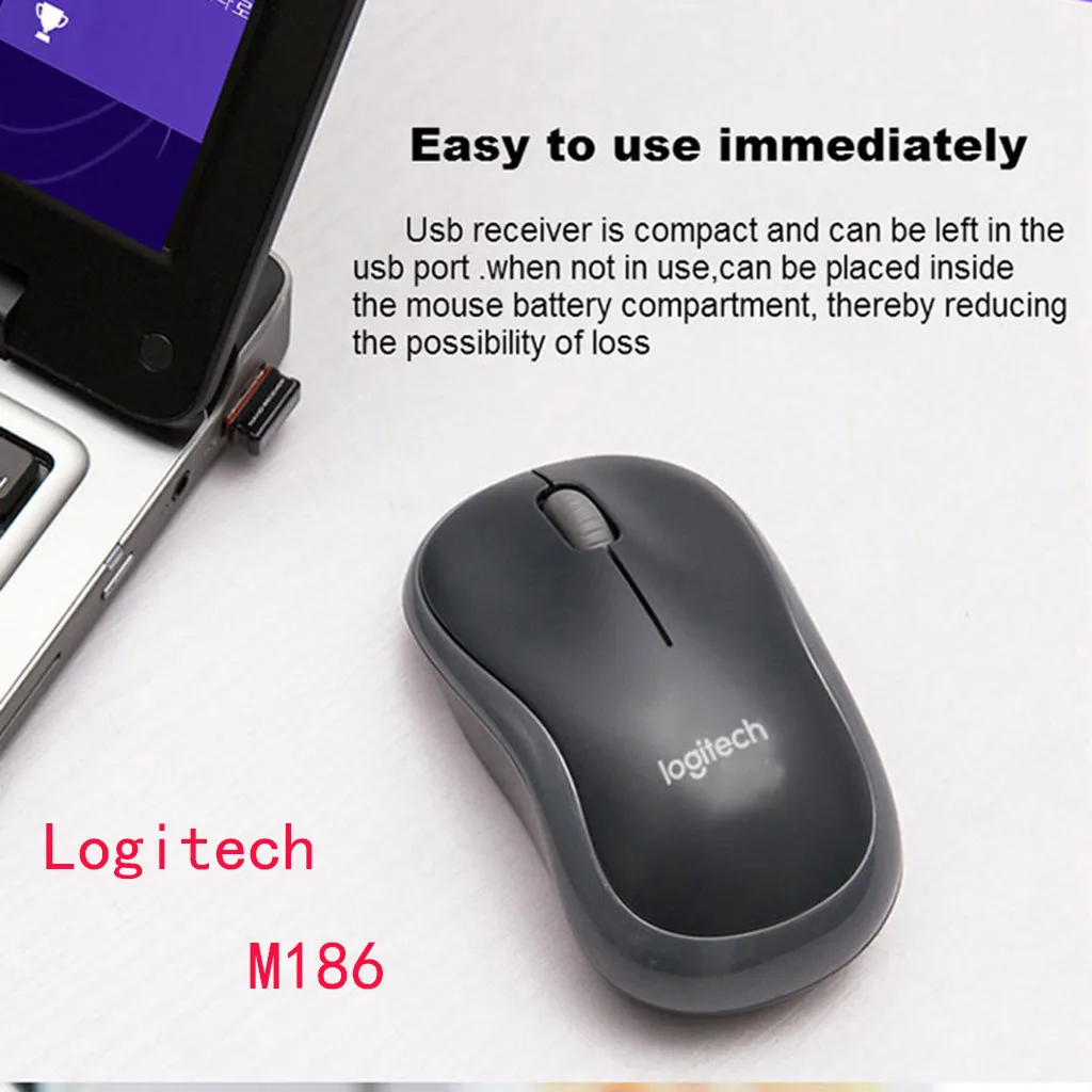 Logitech M186 2,4 Ghz беспроводная мышь s 1000 dpi оптическая мышь для компьютера 3 кнопки эргономичная мышь