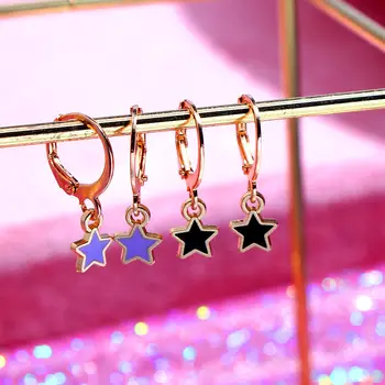 

Flatfoosie New Fashion Star Drop Earring for Women Korean Cute Eight Colors Statement Earrings Jewelry Party Friendship Gift