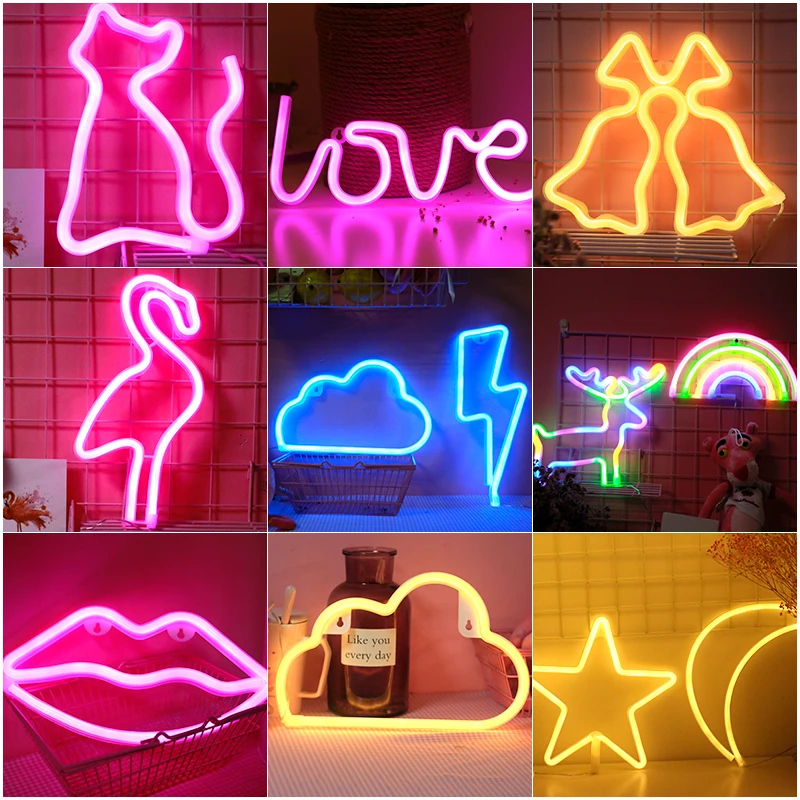 

Wholesale LED Neon Night Light Sign Wall Art Sign Night Lamp Xmas Birthday Gift Wedding Party Wall Hanging Neon Lamp Home Decor