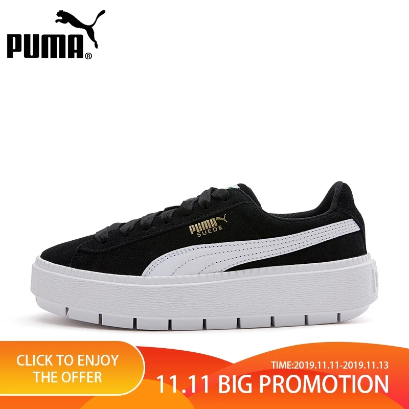 

PUMA Platform Trace Women's Skateboarding Shoes Original Authentic Spring Black High Heel Bottom 2019 New Arrival 36798002