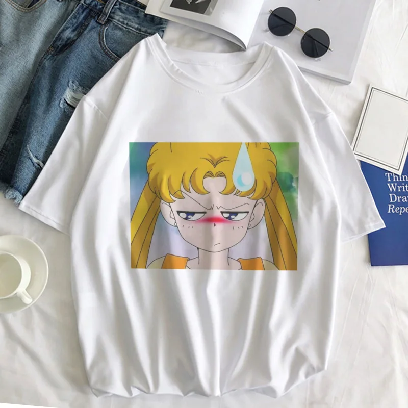 Sailor Moon Cat Футболка женская летняя Kawaii стильная одежда Harajuku футболка Ulzzang Повседневная футболка с коротким рукавом женская футболка - Цвет: 2866