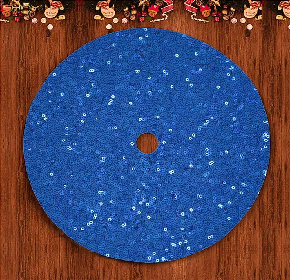 Blue Kристмастре юбка белый 48-дюймовый Роскошный блеск белье на Рождество для отдыха и вечеринок, украшения для дома и улицы дерево Skirts-M1019 - Цвет: Blue