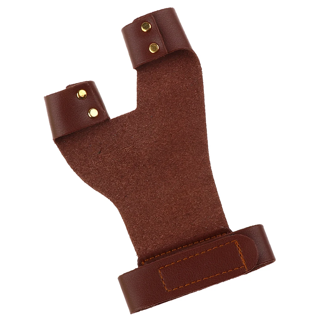 Longbow Bow-hand 2 Finger Glove Hand Protector Archery Hunting Guard Leather