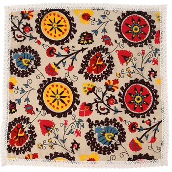 

Vintage Square Cotton Linen Lace Sun Flower Tablecloth, Washable Tablecloth Dinner Picnic Table Cloth Home Decoration Assorted S