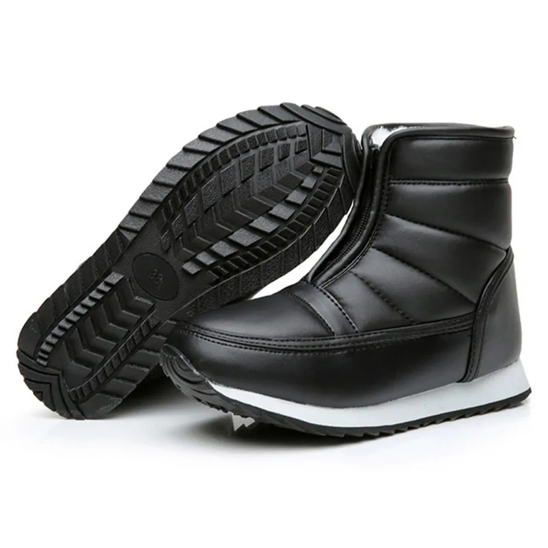 Fashion Men Boots Waterproof Snow Boots Slip On Plush Warm Winter Male Shoes Adult Work Winter Shoes Men Footwear