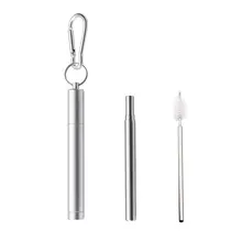 Питьевые соломинки многократного использования телескопическая металлическая соломинка из нержавеющей стали Складная с щеткой