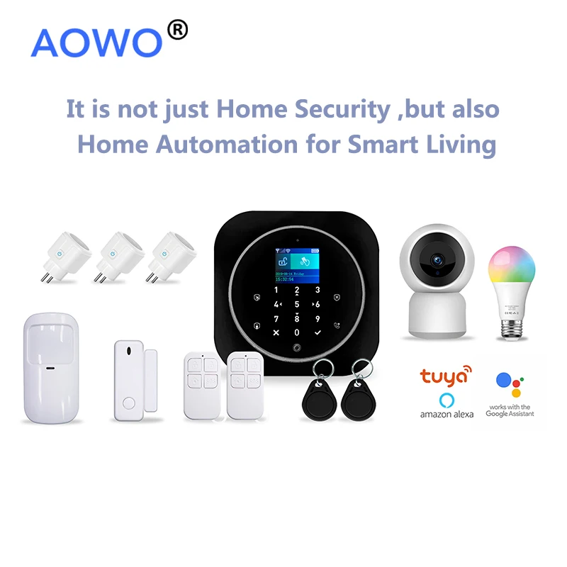 WiFi Tuya Alarm Alexa for House Security With Google Home Hub APP Voice Control IP Camera Intrusion Monitoring RFID LCD Touch