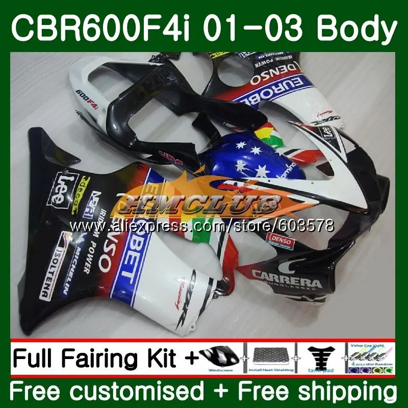 Средства ухода за кожей для HONDA CBR 600 F4i CBR 600F4i 600 FS 2001 2002 2003 70CL. 106 Горячая EUROBET CBR600F4i CBR600FS CBR600 F4i 01 02 03 обтекатели
