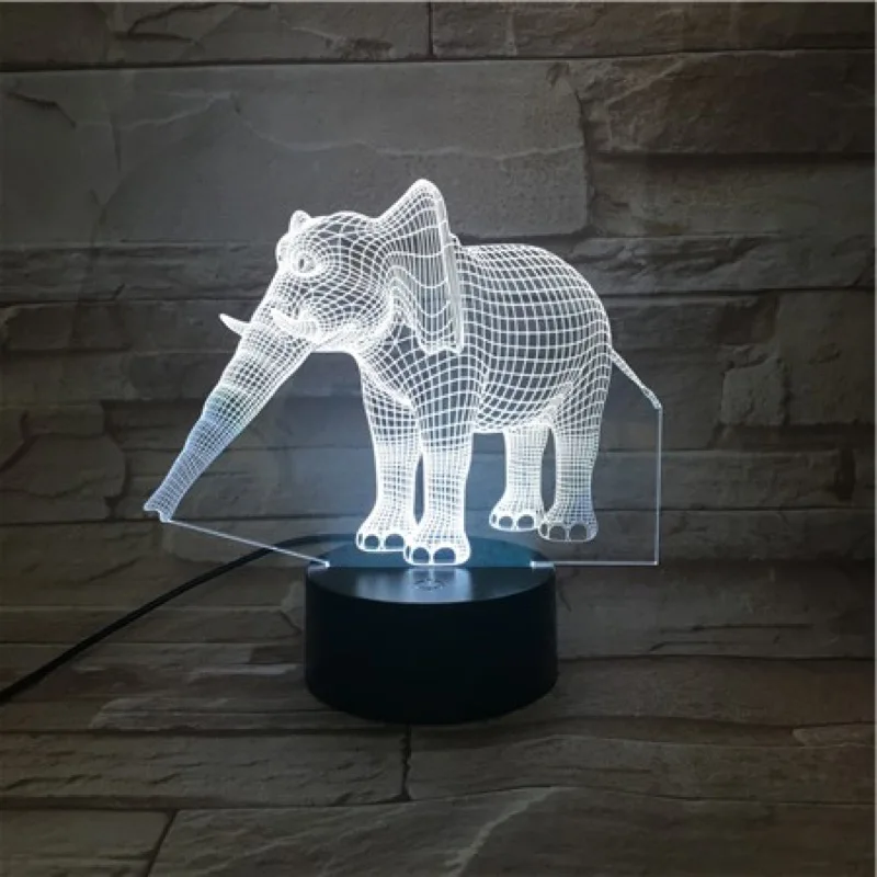 VCity 3D светильник со слоном usb зарядка сенсорный пульт дистанционного ночник 7 цветов Изменение акриловой пластины удивительные визуализации оптические подарки