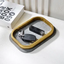 

Simple European-style ins living room put key storage tray home light luxury leather desktop sundries finishing tray decoration
