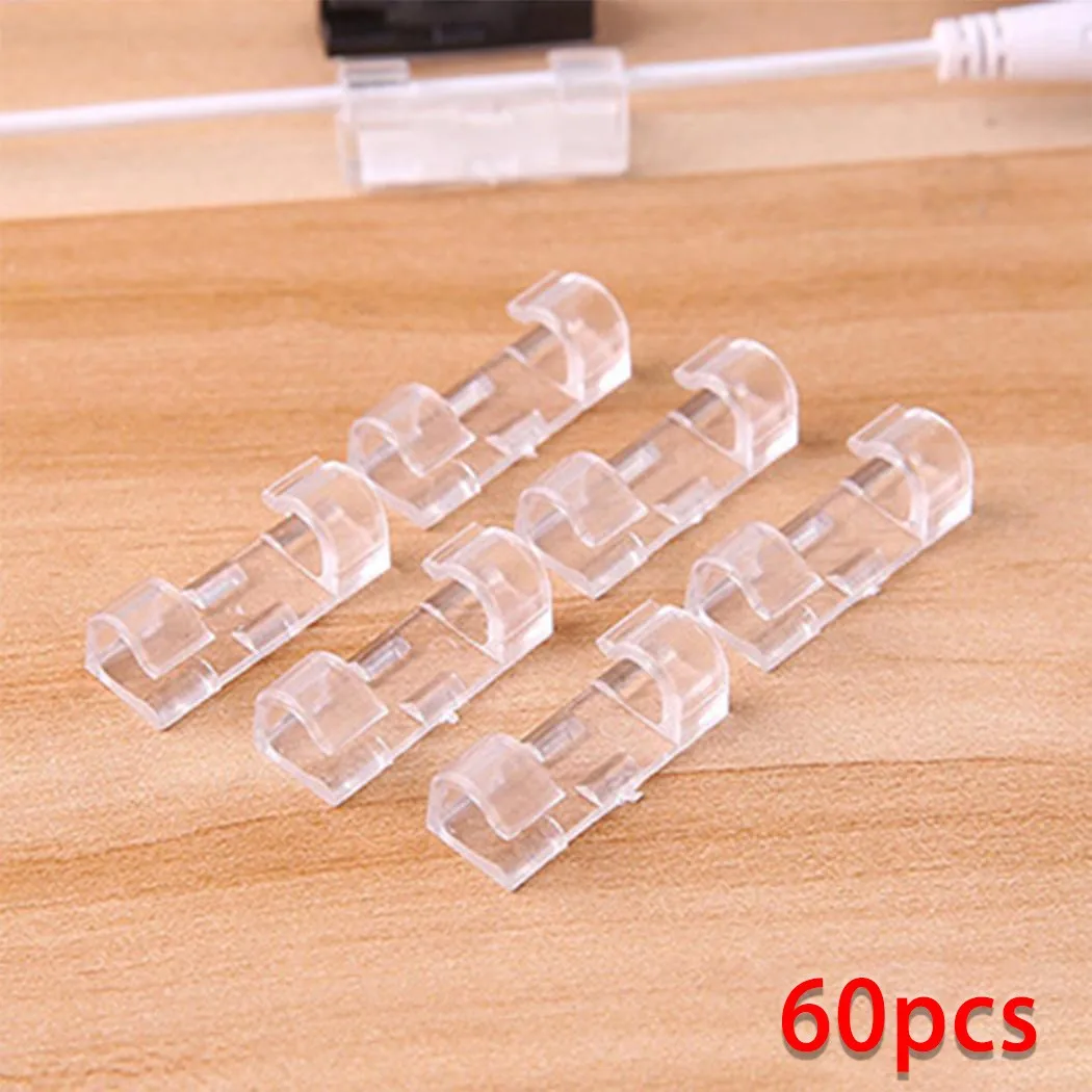 

20* Wire Organizer Line Cable Clips Stick Buckle Clips Clamp Table ABS Telephone Line Winder Wall Fixer Fastener Holder