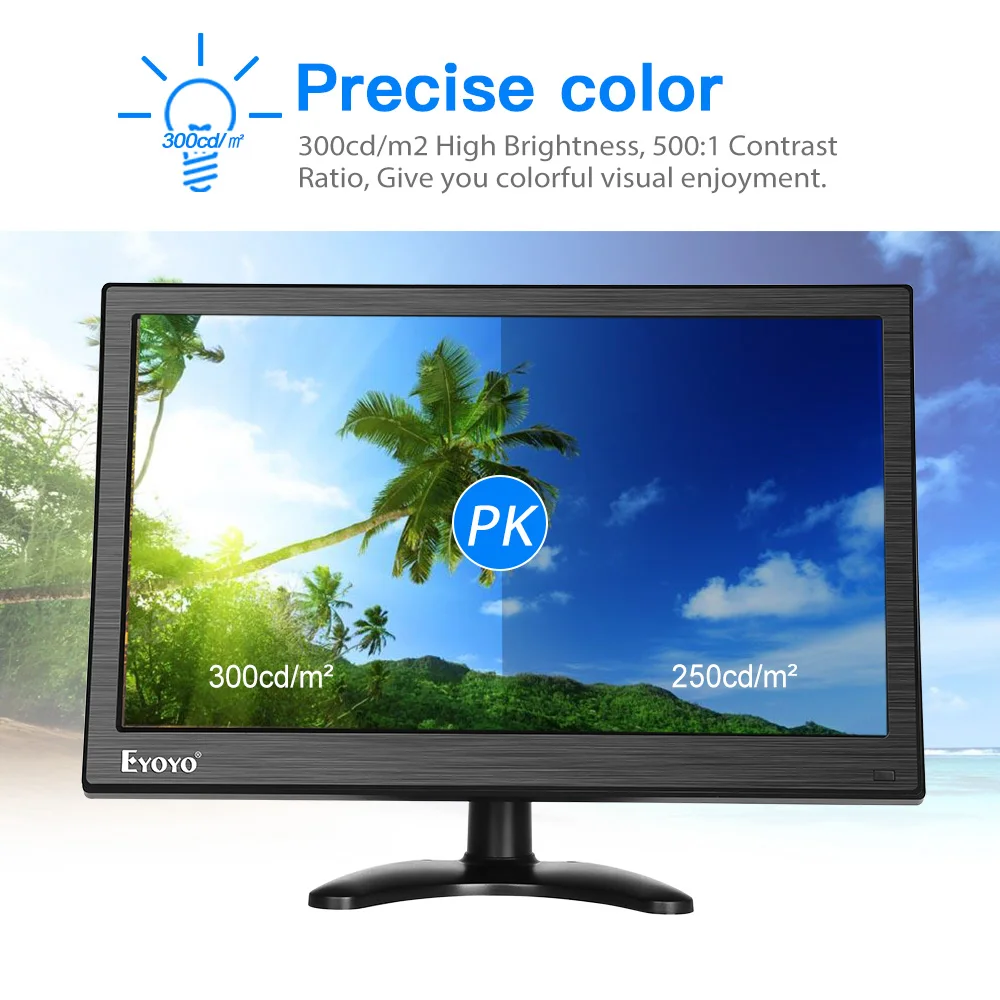 Eyoyo EM13Y 13," дюймовый BNC ips монитор HDMI ЖК-экран с AV BNC VGA HDMI USB два динамика дисплей для ТВ система видеонаблюдения камера безопасности