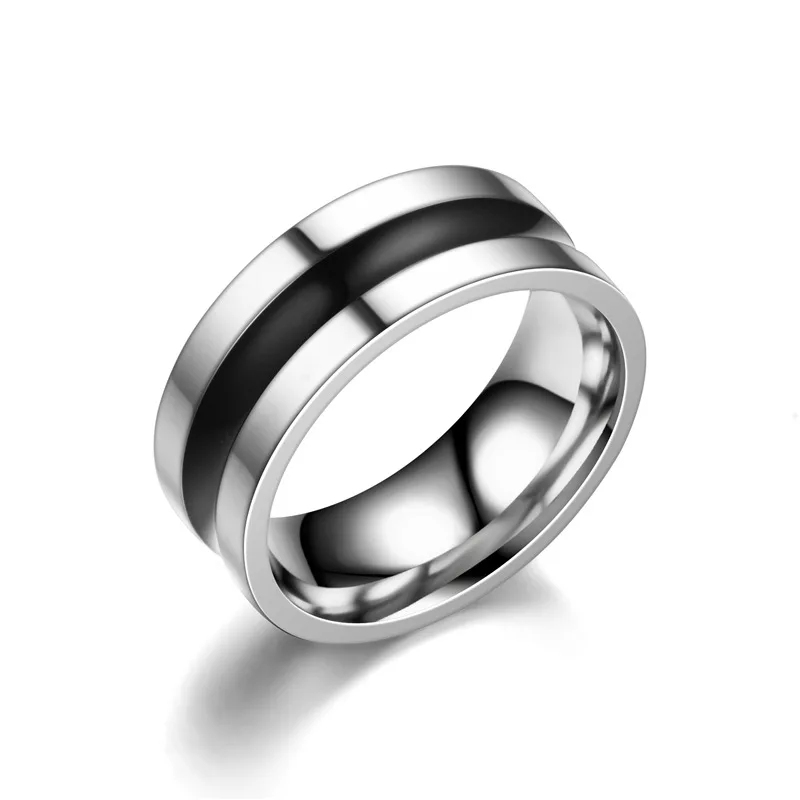 New jewelry titanium steel men's ring retro personality stainless steel dripping black oil magic ring 5