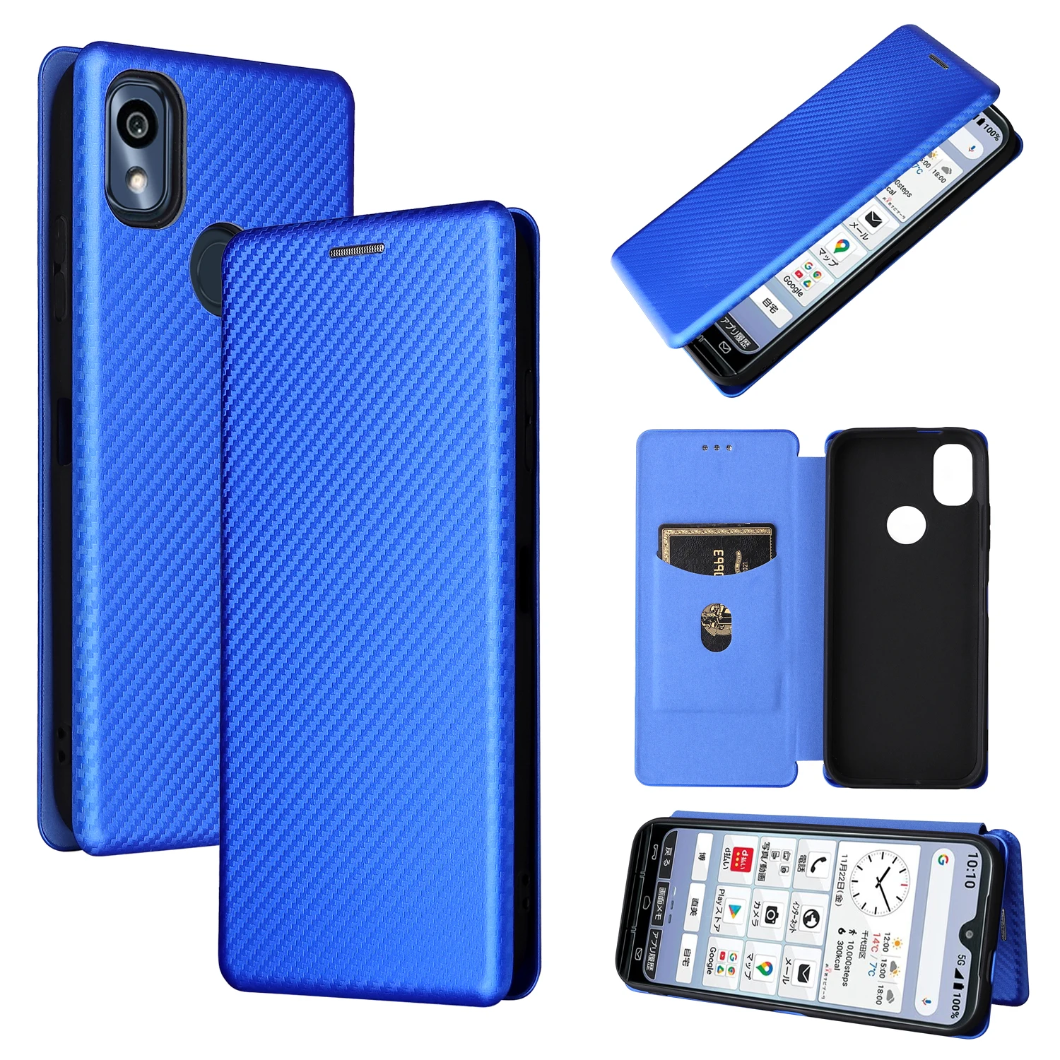 Магнитный кожаный чехол-книжка из углеродного волокна для Kyocera 5G KYG01 / DIGNO BX Basio 4 KYV47