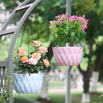 

New Automatic Water-absorbing Lazy Hanging Basket for Plants Flower Pot Plastic Hanging Green Sill Plant Pots Garden Home Decor