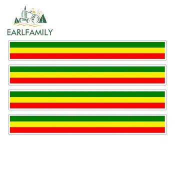 

EARLFAMILY 4pcs Car Stripe Motorcycle Racing Flag Sticker Car Window Decal Bike Moto Rasta One Love Car Stickers