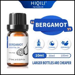 HIQILI 10ML Best Bergamot Essential Oils 100% Natural Plant Aromatherapy Diffuser Fruity Oil Fresh Air Remission Muscle Pain