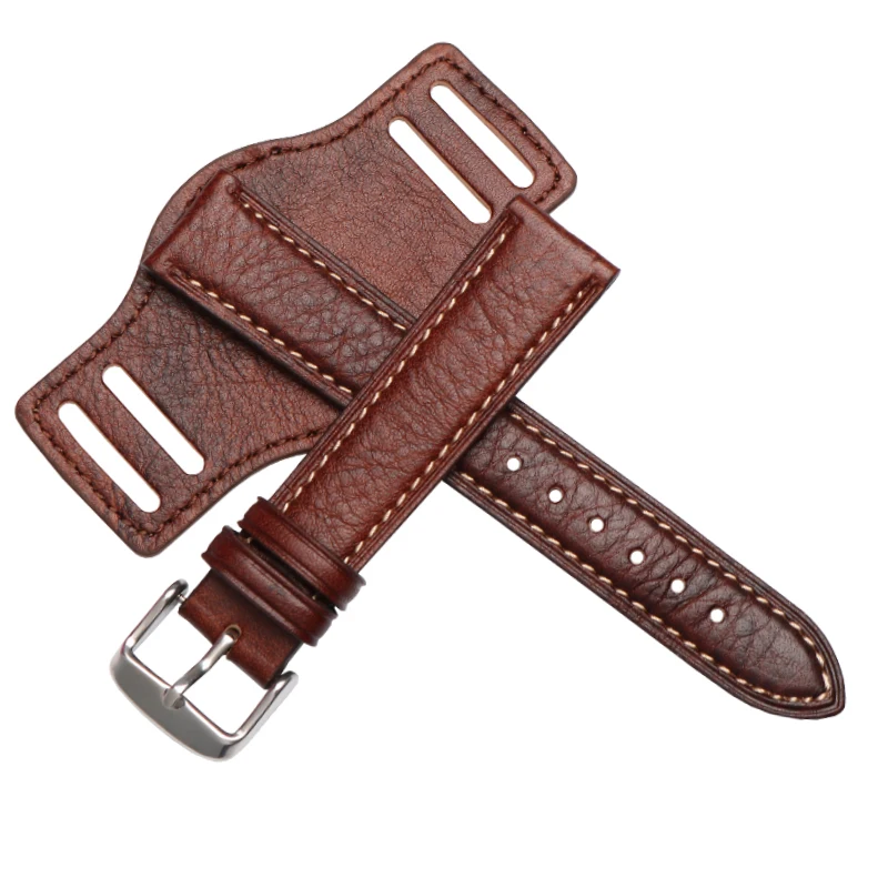 Correa de reloj de cuero genuino para hombre, de 18, 20 y 22 mm, color negro y marrón, para Fo-ssil JR1401 Ro-lex O-mega, con bandeja, pulsera de reloj