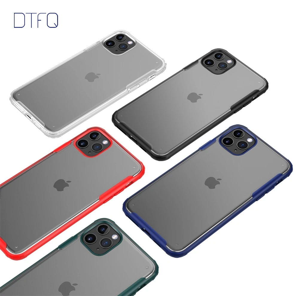 DTFQ Case for iPhone 11 11 Pro Max Hybrid Hard PC Soft TPU Silicone Cover Matte Shockproof Case for iPhone XR Xs Max X 7 8 Plus