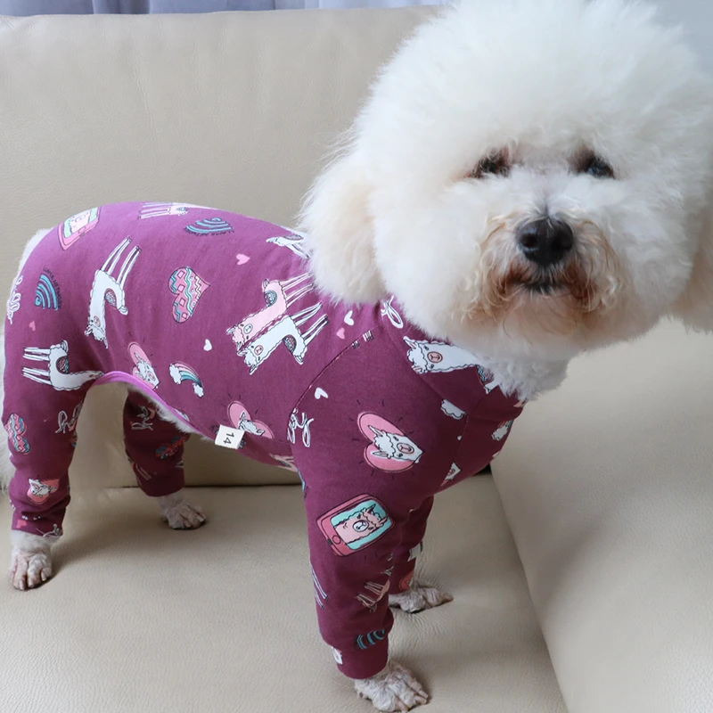 ペット犬スーツ子犬服100 綿のプリント小型犬薄型ストレッチパジャマチワワプードルのためのホームウェア ジャンプスーツ ロンパース Aliexpress