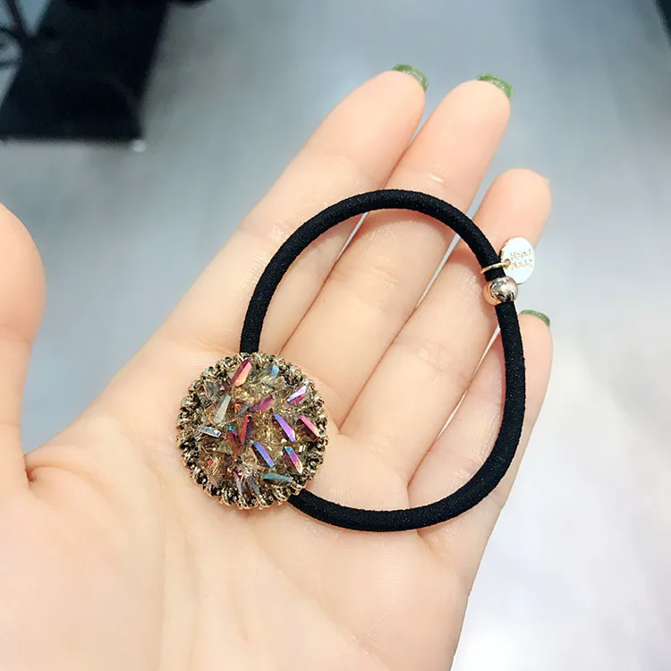 Purple В Корейском стиле Sweet Girl простые Цвет shinycrystal головные уборы c шариком эластичная повязка на голову для девочек; мини-юбка для Модные женский Хвостик Держатель женские аксессуары для волос - Цвет: Purple