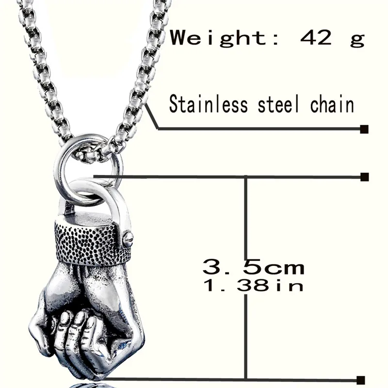 Кулак перчатки кулон ожерелье из нержавеющей стали титановая сталь хип-хоп панк мужское ожерелье подарок на день рождения для друзей