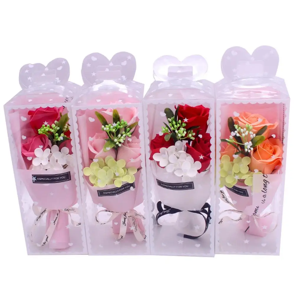 Ручной работы 3 бутона мыло букет Свадебный Компаньон коробка розы инновационный подарок на день рождения для Дня матери День Святого Валентина юбилей