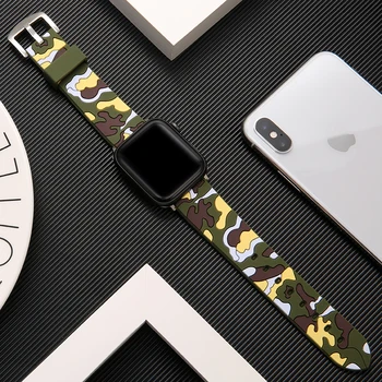 

Silicone Strap for Apple Watch 5 4 3 2 1 Camouflage Sports Band Correa for IWatch 44mm 40mm 42mm 38mm Rubber Wristband Bracelet