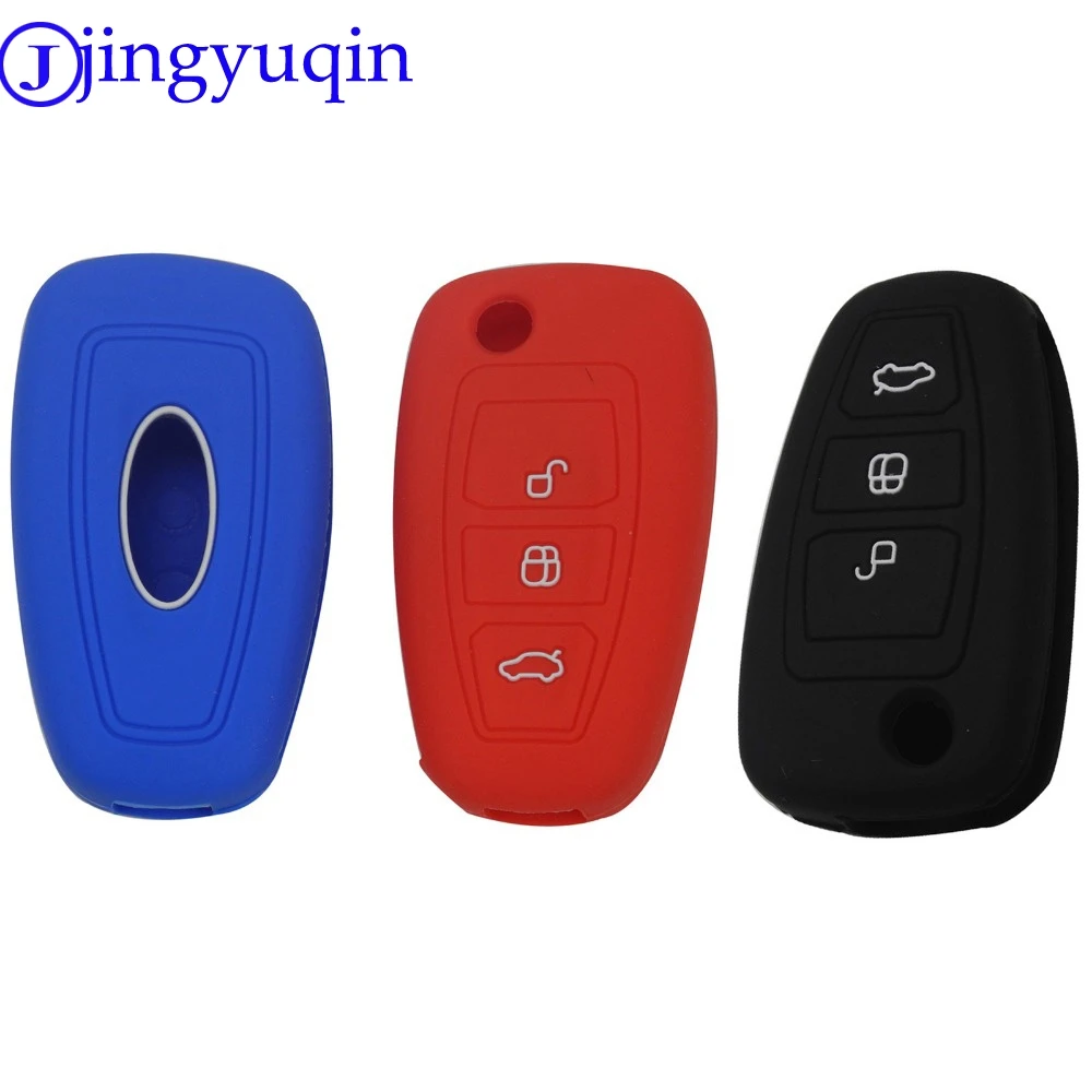 

jingyuqin 10x Silicone Cover for Ford Fiesta Focus Mondeo MK4 MK2 mk3 ranger Ecosport Kuga 2 3 ST Car Smart Remote Key Case Fob