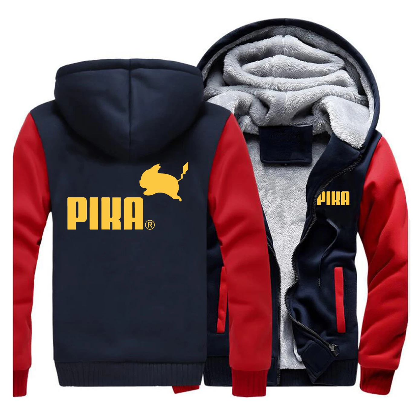 

2019 Winter Pika Thicken Hoodies Japanese Anime Pokemon Men Jacket Pikachu Boy Sweatshirt Fleece Warm Men's Casual Streetwear