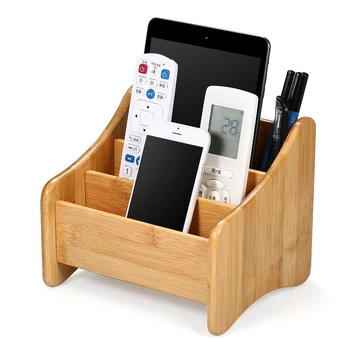

Remote Control Storage Box Stationery Holder Telecontroller Storage Rack Cosmetic Makeup Storage Organizer with 3 Compartments