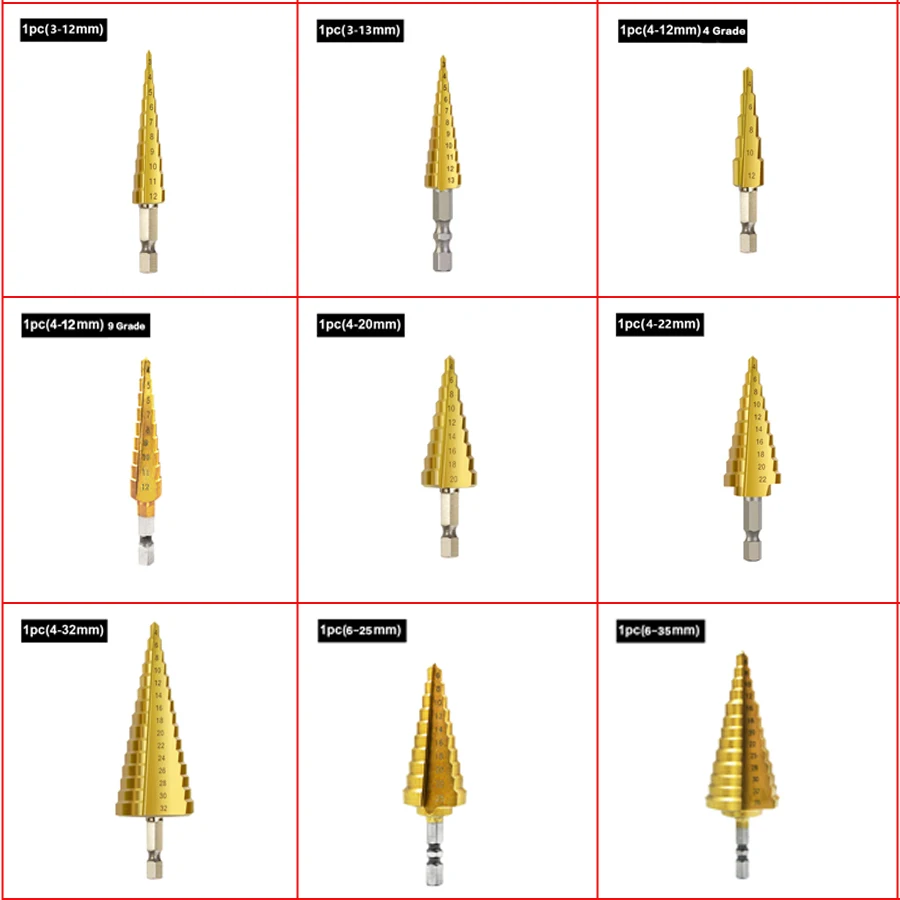 4-32 мм HSS 4241 с шестигранным хвостовиком Коническое титановое ступенчатое конусное сверло металлический Дырокол Мини дрель аксессуары для электроинструментов