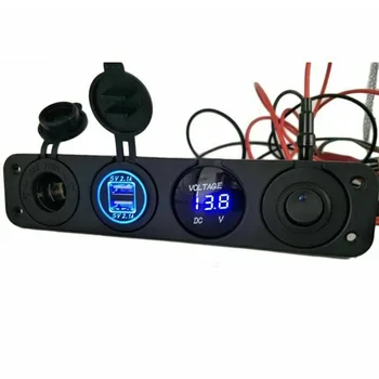 

Voltmeter Cigarette Lighter 12-24V 4 Hole Panel Switch Base Dual USB Car Charger Brang New And High Quality