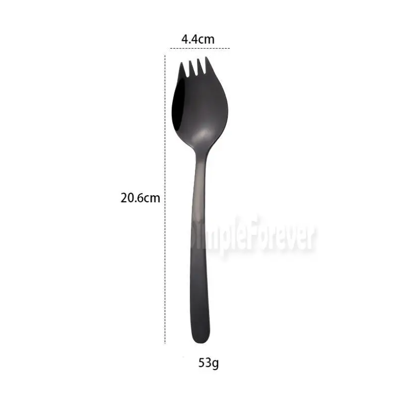 Блестящий серебряный золотой черный красочный медный Spork нержавеющая сталь 304 Spork лапши кухонные вилки инструмент