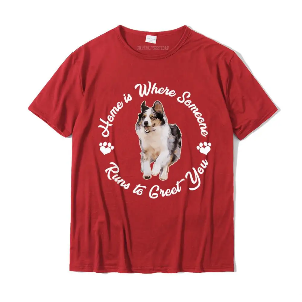 Simple Style Geek Tees Short Sleeve for Adult 100% Cotton Labor Day O-Neck T-Shirt Funny Top T-shirts Plain Free Shipping Australian Shepard Home Shepherd Gift Aussie Dog Cute T-Shirt__MZ24092 red