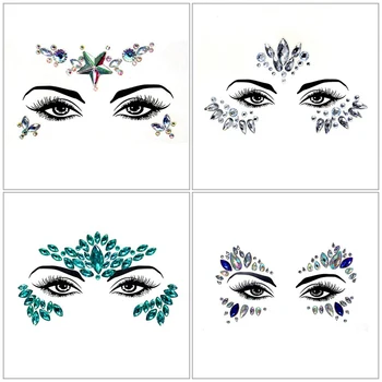 

New Net Red Eyebrow Sticker Face Stickers DIY Acrylic Face Drill Tattoo Body Art Masquerade Fashion Face Decoration