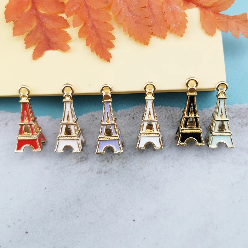 

Hot 10pcs Fashion Charms Enamels Gifts Iron Tower Alloy Pendant Making Hair Bracelet Necklace Jewelry Accessories DIY Craft