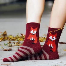1/2/3 пары в упаковке милые, с нашивкой в виде красивого Носки Шерсть вязаная теплая с рисунками животных, лисы из мультфильмов носки для Для женщин женский носки хлопковые с забавным Рождество нескользящих носочков