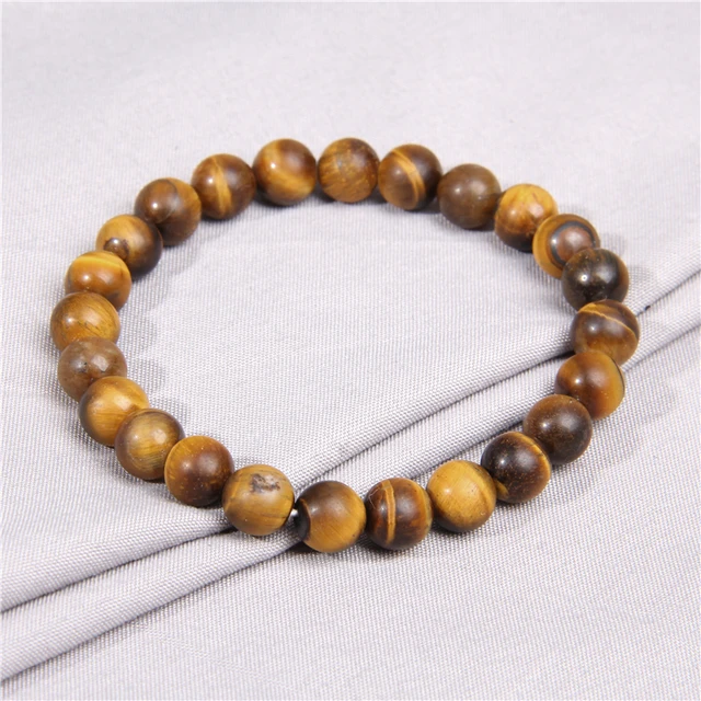 Men Bracelets Natural Healing Energy Tiger Eye Bracelet Polished 8 mm Lapis lazuli Beads Bangle Elastic Pulsera Women Jewelry 5