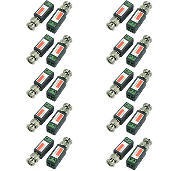 

10 Pairs Single 1 Channel Passive Video Transceiver BNC Connector Coaxial Adapter For Balun CCTV Camera DVR BNC UTP