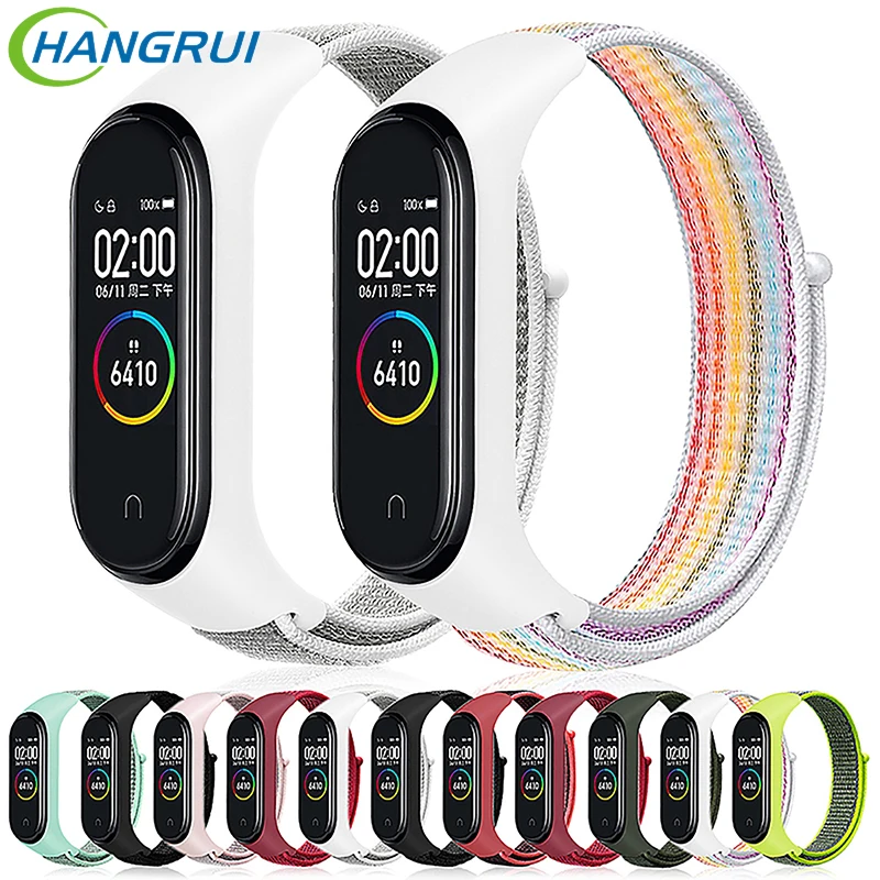 Hangrui, спортивный нейлоновый ремешок для Xiaomi Mi, 4, 3, браслет, умный Браслет, Mi Band 4, NFC Global Band4, Mi3, умные часы для женщин и мужчин