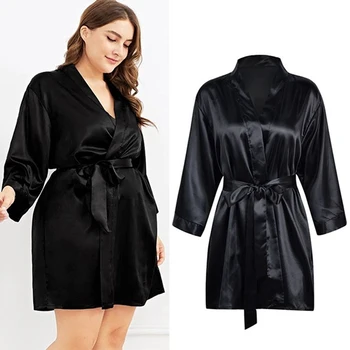 

2020 New Satin Kimono Robe Bathrobe Nightwear Women Bridesmaid Robes Sexy Ladies Dressing Gowns Sleepwear Pajamas
