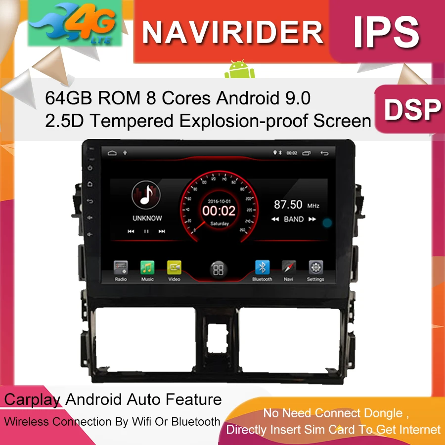 Автомобильный мультимедийный плеер 10 1 дюймов IPS экран монитор Yaris GPS магнитофон