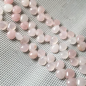 

Natural Stone Loose Bead Horizontal Hole Water Drop Shape Glossy Rose Quartzs Stone Beads for Jewelry Making Necklace Bracelet