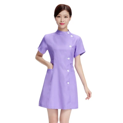 Purple short sleeve Половина рукава медсестры одежда для работы платье больничный стоматологический хирургическая Униформа салон красоты одежда косметолога медицинский Халат - Цвет: Purple short sleeve