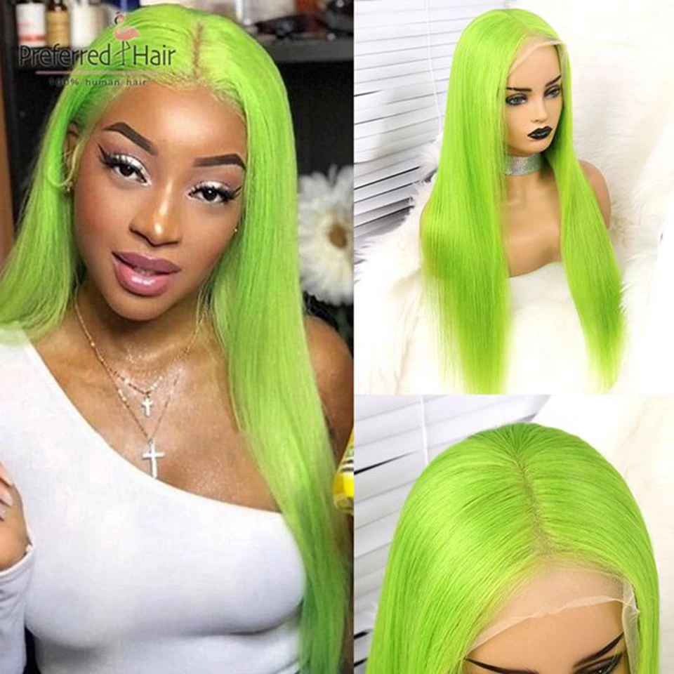 Популярные прямые волосы цвета красного синего лаймового зеленого цветов 13x6